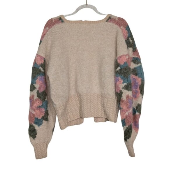 Talbots Floral Cardigan Womens Size Medium Cream Vintage V Neck Button Front - Picture 9 of 13